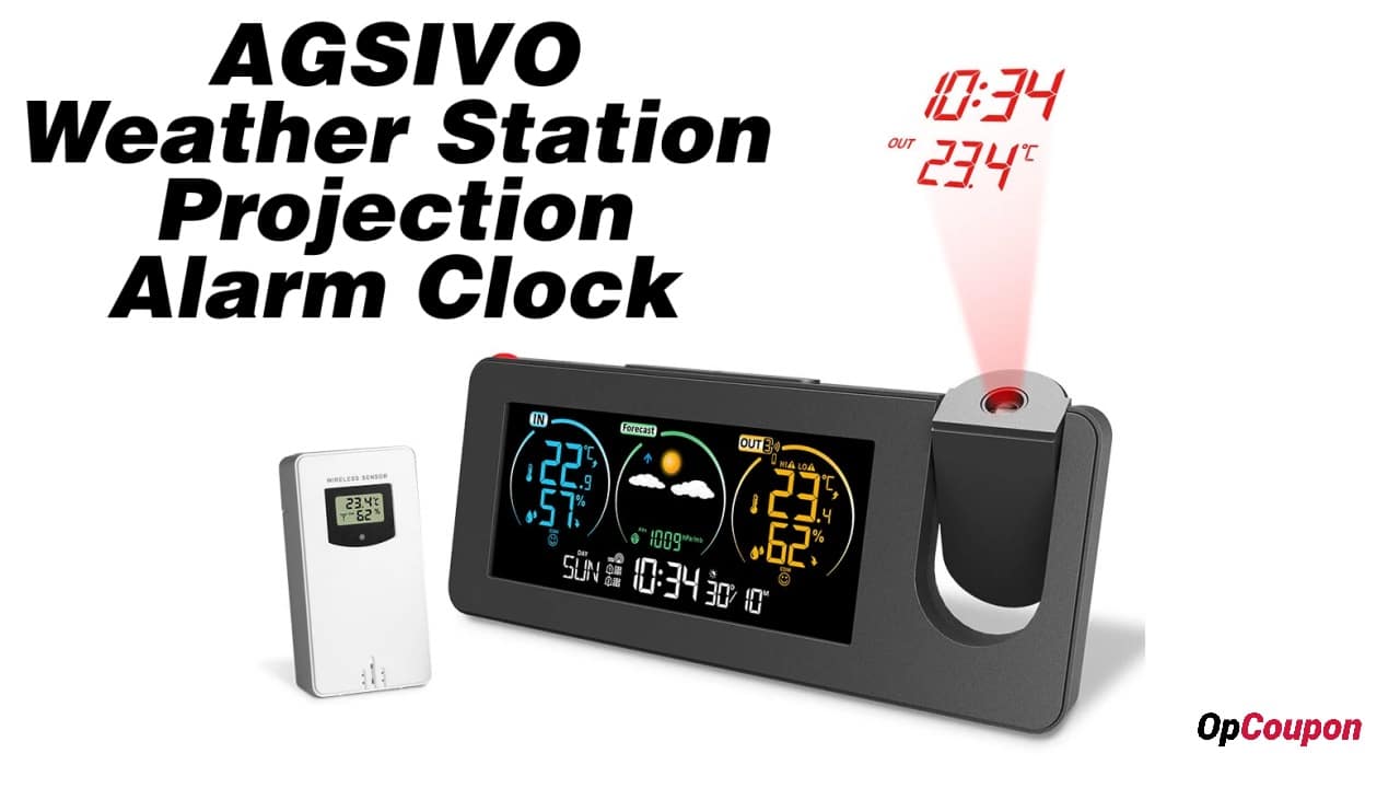 AGSIVO Weather Station Projection Alarm Clock Coupon
